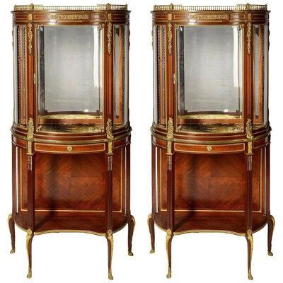 Pair French Louis XVI Style Mahogany Display Cabinets, 19th Century Paul Somani.