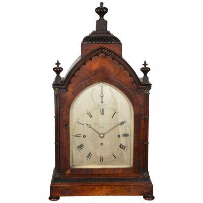 Regency period Mahogany Gothic mantel clock.