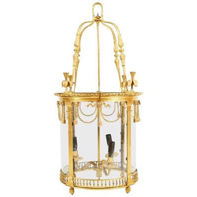 19th Century Brass Hall Lantern