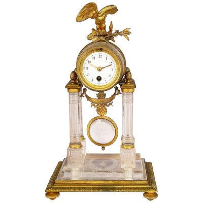 Classical 19th Century French Crystal + ormolu mantle clock