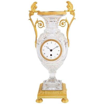 Late 19th Century Cut-Glass French Urn Mantel Clock
