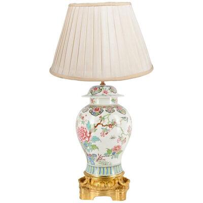 19th Century Samson Famille Rose Style Ormolu Mounted Vase / Lamp