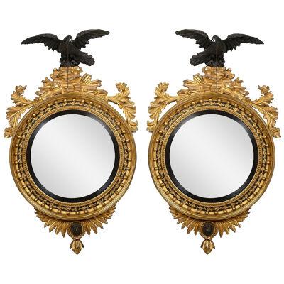 Magnificent pair of Regency period Convex wall mirror, 1820