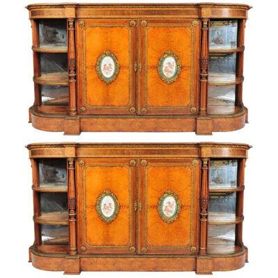 Pair of 19th Century porcelain mounted side cabinets