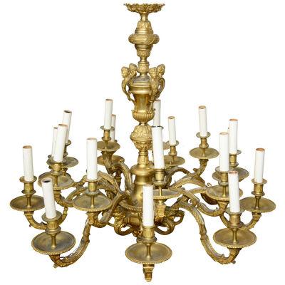 19th Century gilded Louis XVI style ormolu chandelier