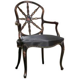 French Hepplewhite period painted open-armchair