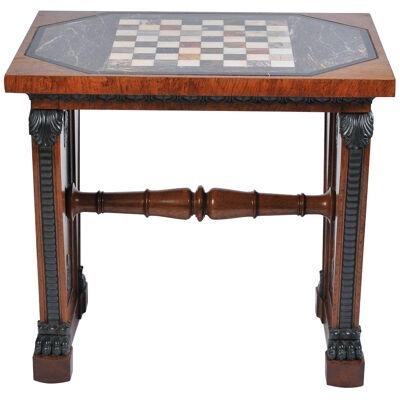 Regency Pollard Oak and Marble Chess Table by G. Bullock to Designs by T. Hope