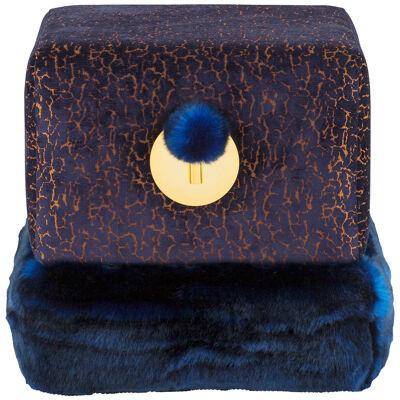 Art Deco Flox Pouf Ottoman Faux Fur Velvet Handmade in Portugal by Greenapple