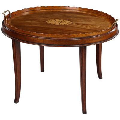 18th century oval Georgian tray on stand