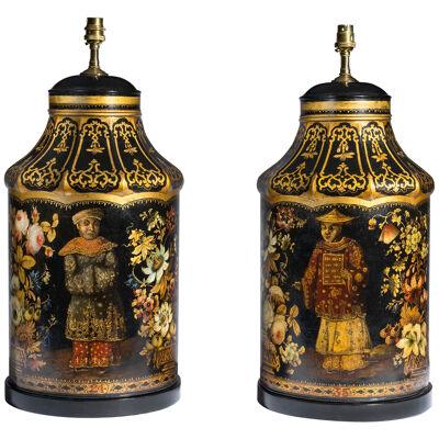 Pair of 19th century tole tea cannisters 