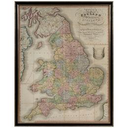Large 19th century Map of England and Wales by Mogg