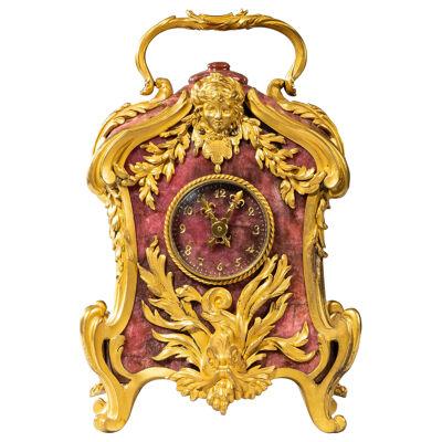 19th century French Rhodonite carriage clock