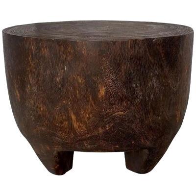 Kettle Drum From Weathered Lychee Wood Side Table