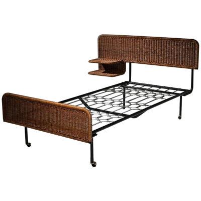 Italian 60s Wicker Bed with Shleves