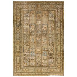 1900s Antique Persian Khorassan Wool Rug In Beige With Allover Pattern