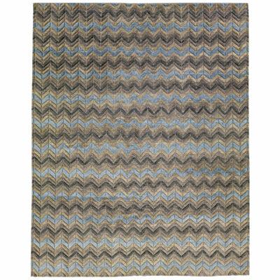 Contemporary Moroccan Style Wool Rug With Geometric Motif In Earthy Shades