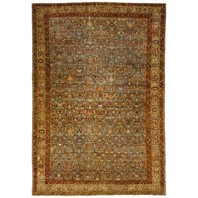 Oversized Persian Bakhtiari Blue Wool Rug, handcrafted in the 1900s