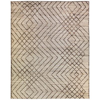 Tribal Light Brown Contemporary Moroccan Style Wool Rug