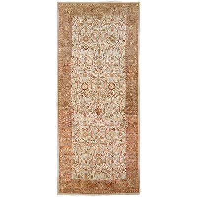 1900s Sultanabad Persian Gallery Wool Rug In Beige and Orange With Floral Motif