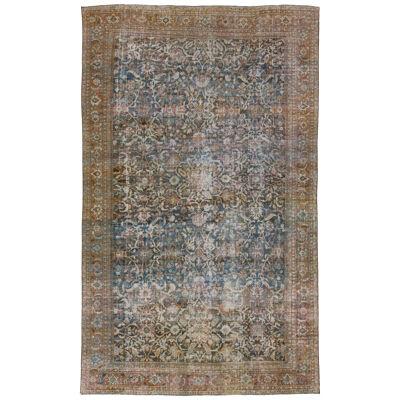Oversize Blue Persian Antique Mahal Wool Rug with Allover Motif