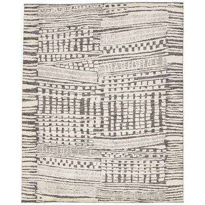 Abstract Moroccan Style Modern Wool Rug in Grey