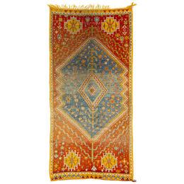 Antique Moroccan Handmade Orange Geometrical Wool Rug