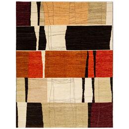 Handmade Modern Texture Wool Rug With Abstract Motif In Autumn Colors