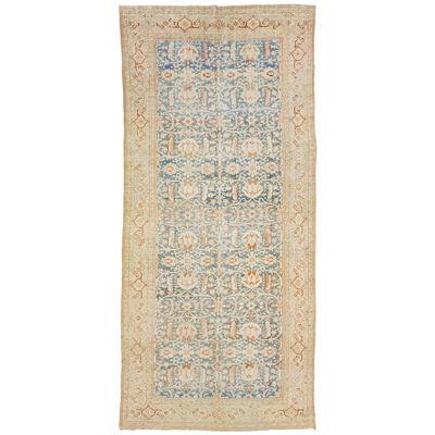 Allover Handmade Antique Persian Malayer Wool Rug In Blue