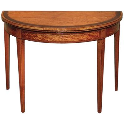 Antique late 18th Century Satinwood half-round Card Table.