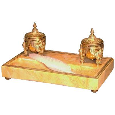 A French marble and ormolu Pentray.