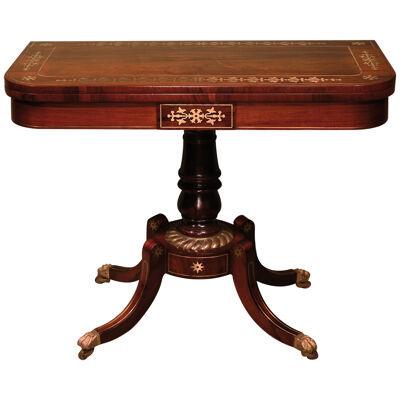 A fine pair of Regency period figured rosewood card tables