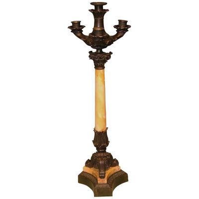 Mid 19th Century bronze and marble 4-light Candelabrum