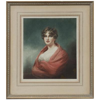 Naturalistic Colored Etching Portrait of Lady Carmichael