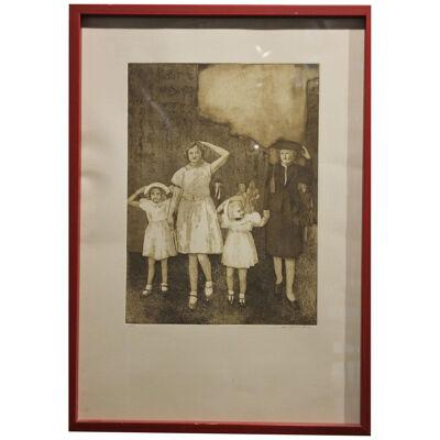 Turn of the Century "Children in White" Edition 2 of 25 Gray Scale Lithograph