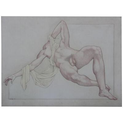 1970s "Recollection of the Ceiling" Classical Style Figurative Nude Painting