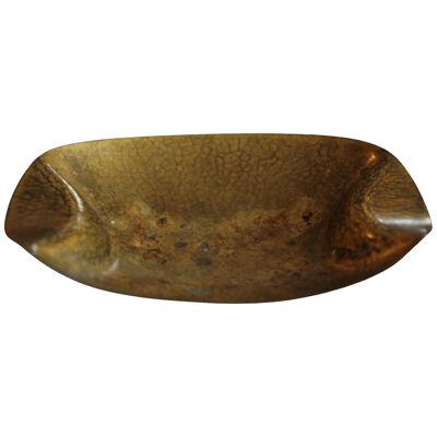 Brass Hammered Oval Dish by Hayno Focken Numbered 998