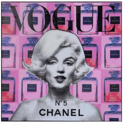 Jim Hudek "Pink Vogue - Marilyn Monroe"Mixed Media Portrait Collage 2021