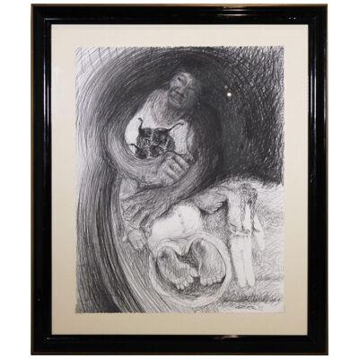 Charles Criner Contemporary Graphite "Motherly Woman Embracing her Child" 2008