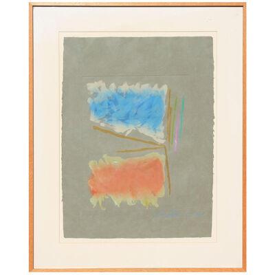 Dan Christensen "Untitled" Blue and Orange Color Field Abstract Monotype