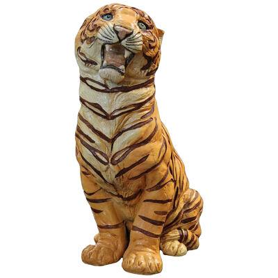 Mid 20th Century Naturalistic Porcelain Tiger Sculpture or Statue