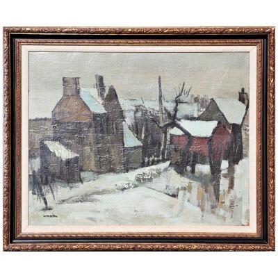 “Paysage de neige” Impressionistic Snowy Pastoral Countryside Landscape Painting