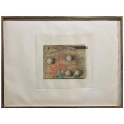 Billards Surrealist Still Life with Flowers Edition 49 of 100 Lithograph 1980s