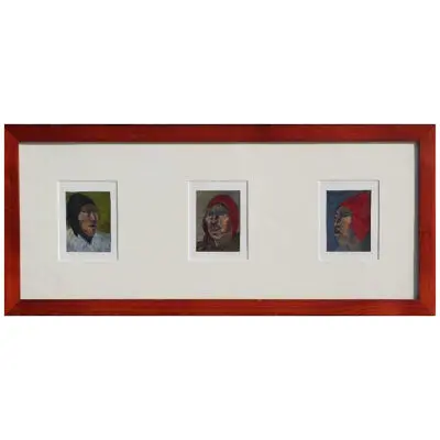 Modern Miniature S American or Native American Portraits Paintings Signed Erwin