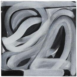 "Orca" Black and White Gestural Abstract Painting 2010s