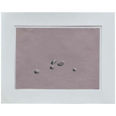 1981 Modern Gray and Mauve Toned Photorealist Drawing of Rocks