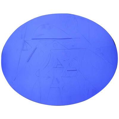 2021 Minimalist Bright Blue Geometric Oval Painting by Matthew Reeves