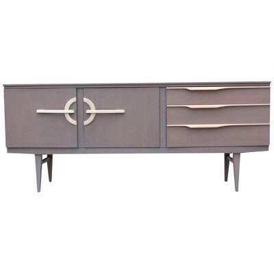 Modern Light Grey Credenza Sideboard with Bleached Wood Accents