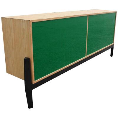 Custom Modern Sideboard or Credenza with Green Lucite Doors