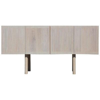 Custom Contemporary White Stained Oak Fluted Front Modern Sideboard