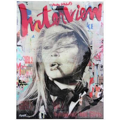 J. Hudek "Smoking Hot Girls"Brigitte Bardot Mixed Media Pop Resin Collage 21st C